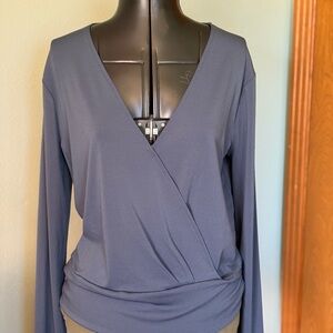 Banana Republic Slate Blue Wrap Blouse